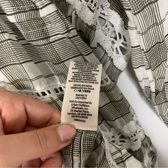 Free People time out lace green plaid tunic top - Picture 10 of 11